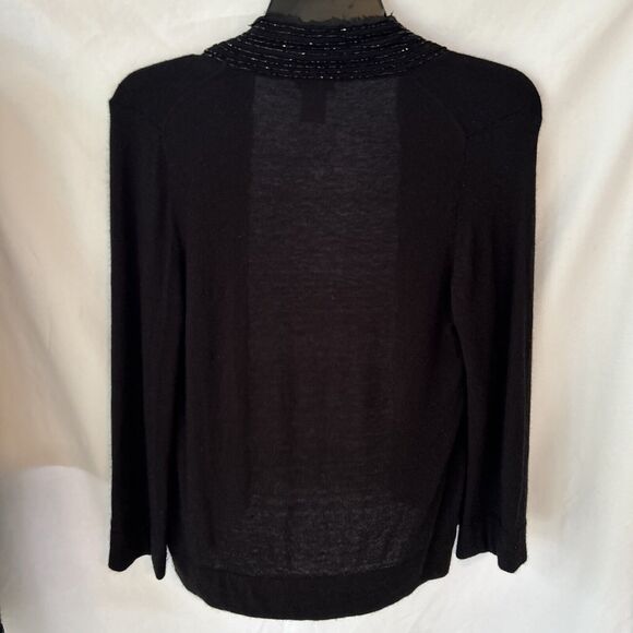 J.Crew Cardigan Set Knit Medium Black Beaded Lambswool Cashmere Angora Glam Punk - Picture 9 of 16